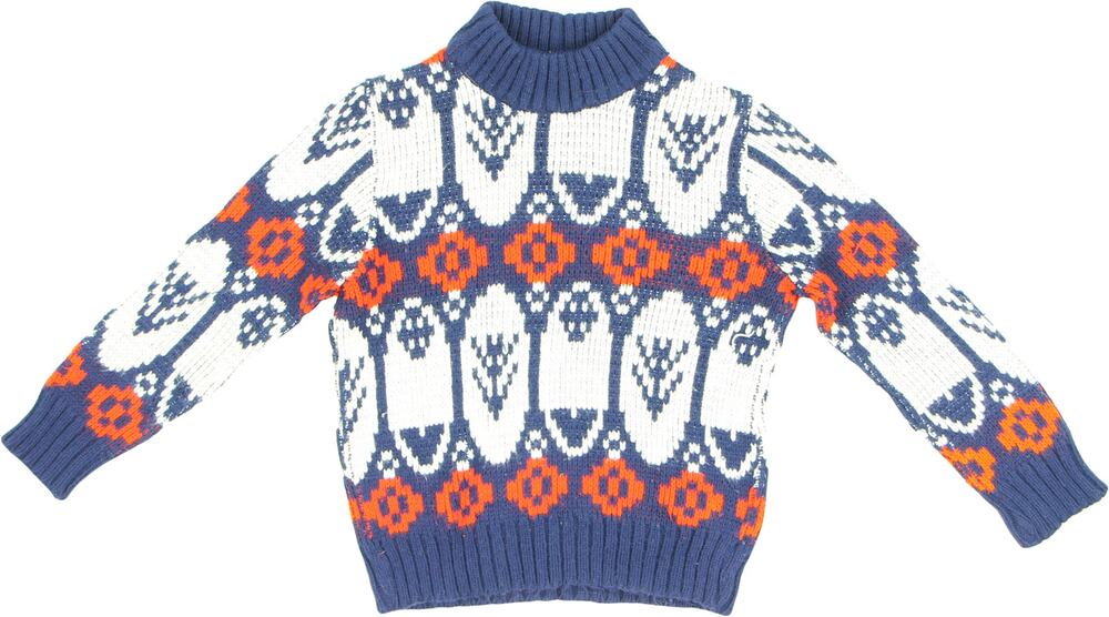 Vintage Boy's Hippie Winter Ski Holiday Novelty Retro Knit Sweater Kids - Picture 1 of 3